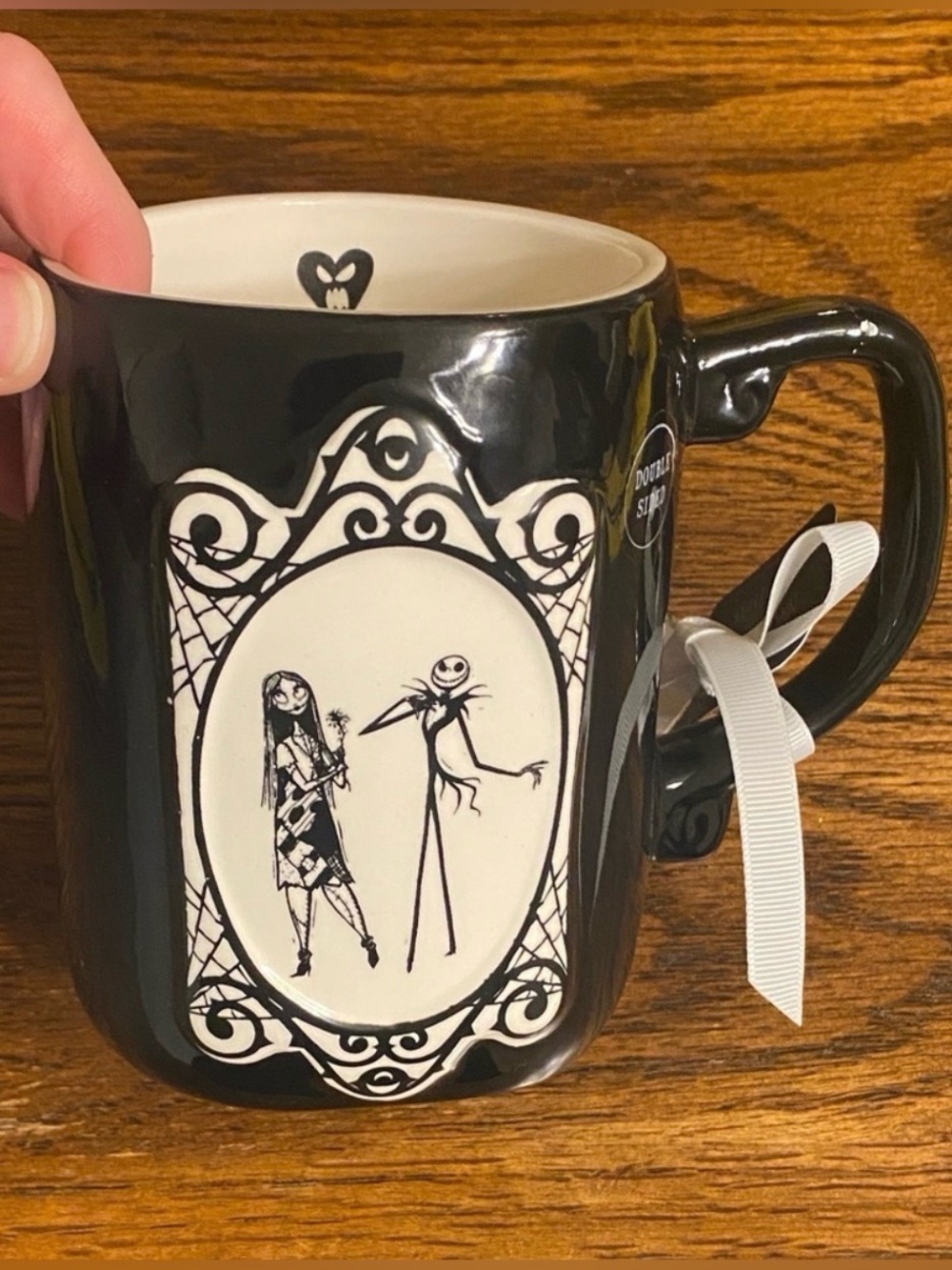 Rae Dunn Disney NBC Jack Sally Love You To Death Picture Frame Mug Handle Flaw